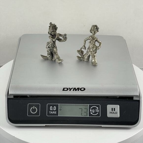 Two Vintage Miniature 2.5" Pewter Musical Clown Figures Sculptures - Picture 9 of 9
